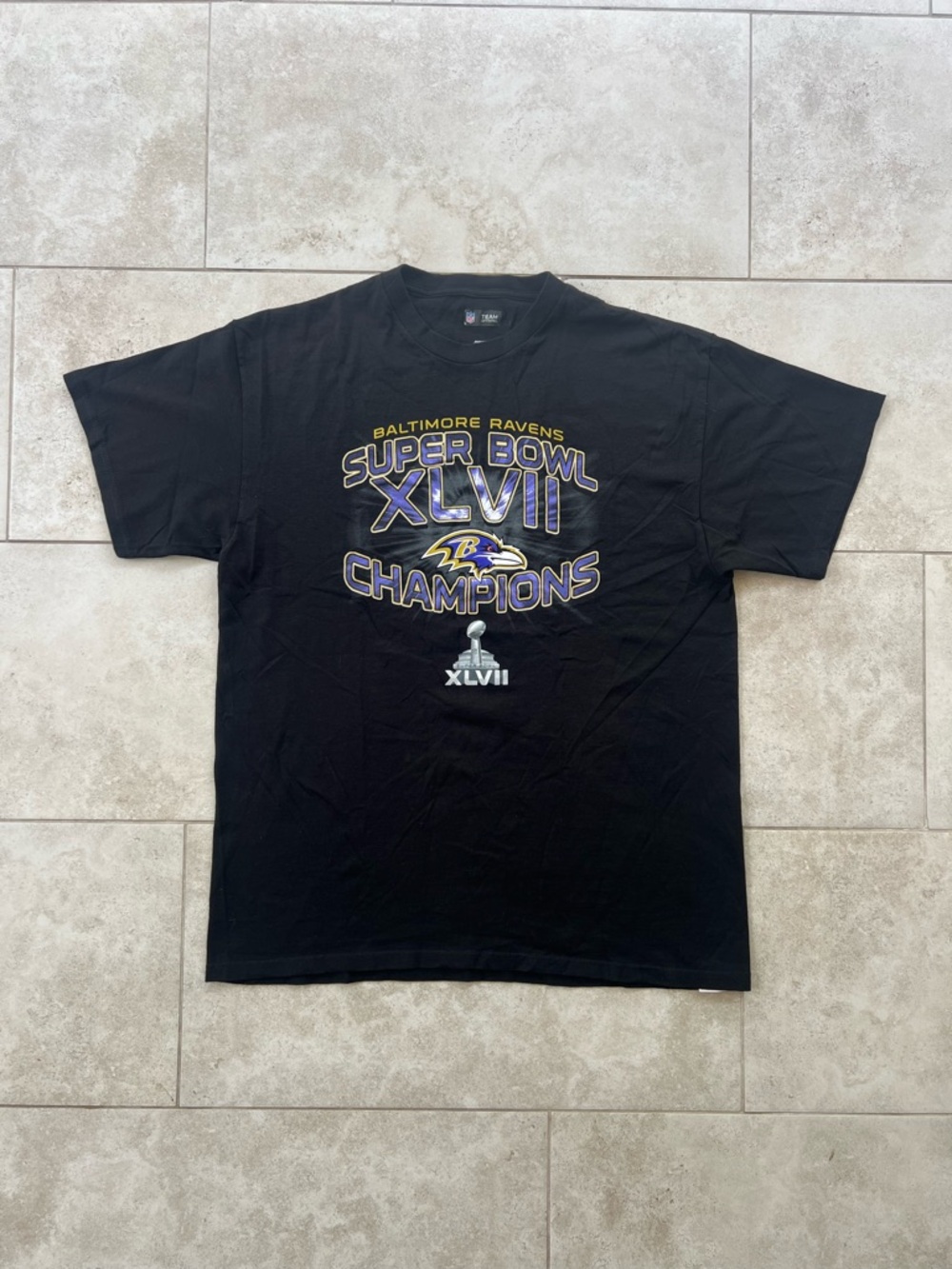 Baltimore Ravens Super Bowl XLVII Champions Black Graphic Tee